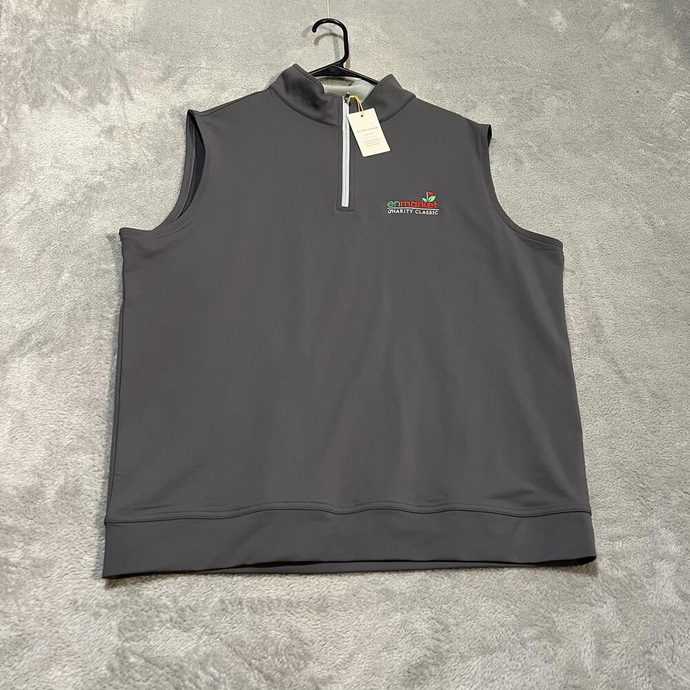 Peter Millar Galway Golf Vest Mens Large Gray 1/4 Zip Enmarket Charity Classic
